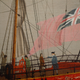 Liverpool slave ship moored off the coast of West Africa. This is seen at the International Slavery Museum in Liverpool, Britain.